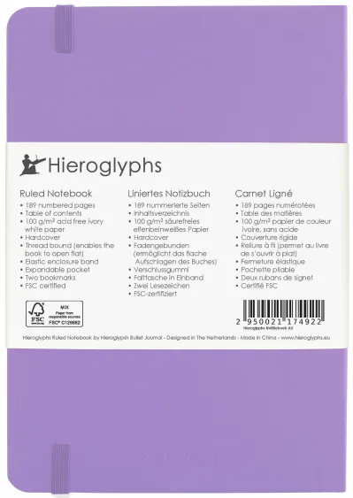 Hieroglyphs Notitieboek - A5 Gelinieerd - Lila