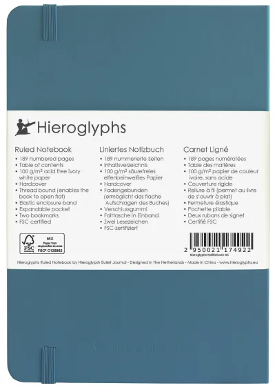 Hieroglyphs Notitieboek - A5 Gelinieerd - Petrol Blue