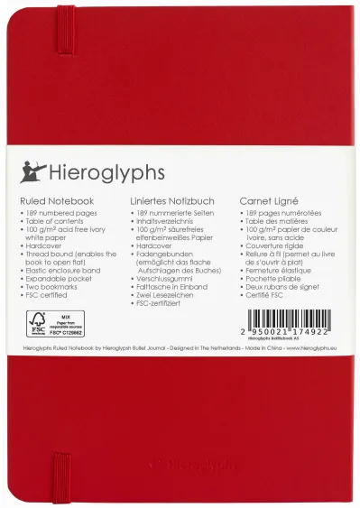 Hieroglyphs Notitieboek - A5 Gelinieerd - Vermiljoen